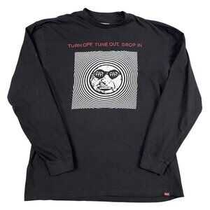 Cult Drop In Long Sleeve Black T-Shirt Sz Large